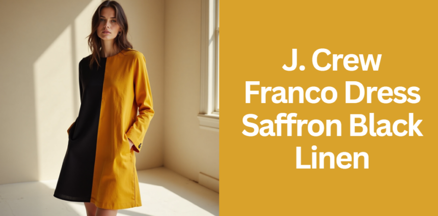 J. Crew Franco Dress Saffron Black Linen